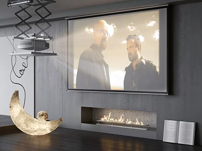 High Definition Projection Monitoring System With Smart Security Features In Modern Living Room Interior 3d model