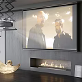 High Definition Projection Monitoring System With Smart Security Features In Modern Living Room Interior