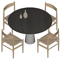 Wind dining table and chair combination 3d model