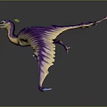 Fantasy Character Interacting With Purple Yellow Winged Creature Having Glowing Parts And Streamlined Form
