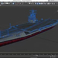 Large Military Aircraft Carrier Warship With Long Flight Deck And Tall Superstructure