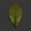 Green Leaf With Textured Veins And Three Dimensional Shape On Gray Background
