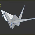 Minimalist White Paper Origami Crane Decorative Ornament For Tabletop Decoration On Dark Reflective Surface