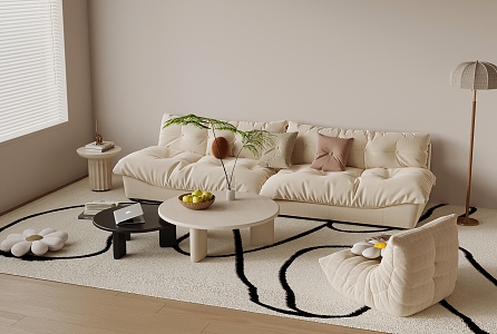 Cream wind sofa combination 3d model