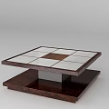 Square Coffee Table With Grid Pattern Dark Base And White Tile Top 3d model