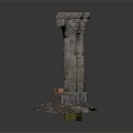 Ancient Stone Archway Structure With Decorative Columns And Carved Base Details 3d model