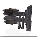 Industrial Style Building Structure With Multi Level Metal Modules And Support Pillars