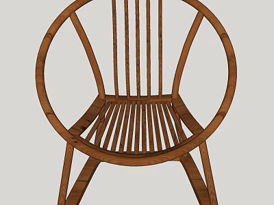 Wooden Leisure Chair with Circular Backrest and Slatted Design Natural Simple Style for Relaxation 3d model