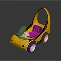 Yellow Small Concept Car With Black Seat Transparent Windshield And Red Bumper