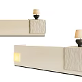 Modern Reception Desk Design With Stone Accent And Table Lamp Lighting 3d model