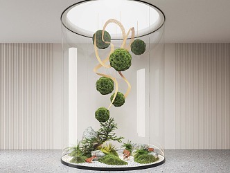 Modern landscape sketch indoor landscape plant device 3d model