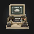 Classic Vintage Computer Setup With Old Style Monitor And Retro Keyboard