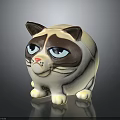 Grumpy Cat Toy Figure With White And Brown Color And Angry Facial Expression