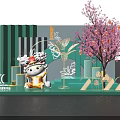 Tianhui Plaza 2022 New Year Photo Spot with Red Decorations Golden Tiger Head Lanterns Pillars
