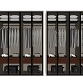 Elegant Modern Wardrobe Interior With Glass Doors Hanging Clothes And Storage