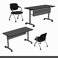 Modern Office Desk With Glass Top And Rolling Wheels Paired With Black Mesh Chair