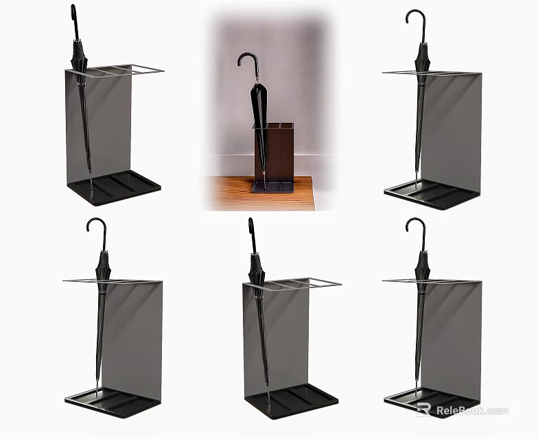 Modern Acrylic Umbrella Stand With Storage Box And Hook For Home Use 3d model 