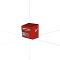 Red Cube Shaped Public Mailbox Featuring Mail Slot And Logo Panel 3d model