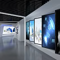 Modern High Tech Exhibition Hall With Interactive Digital Screens And Displays 3d model