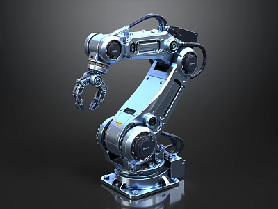 Industrial Silver Robotic Arm With Mechanical Claw And Precision Joints 3d model