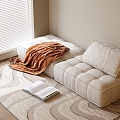 Modern Double Sofa Double Casual Sofa Carpet Book Blanket 3d model