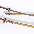 Traditional Japanese Katana Swords With Wooden Sheath And Ornate Hilt Design