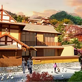 Traditional Ancient Architecture Exterior With Surrounding Green Trees And Colorful Floral Gardens
