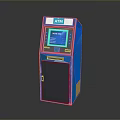 Blue ATM Machine With Digital Display Keypad And Card Insertion Slot 3d model