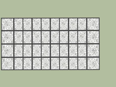 Rectangular Decorative Screen with Small Squares Intricate Cut Out Patterns and Light Green Background 3d model