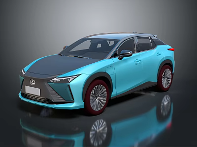 Lexus Blue Electric SUV Featuring Modern Sleek Exterior And Red Accent Wheels 3d model