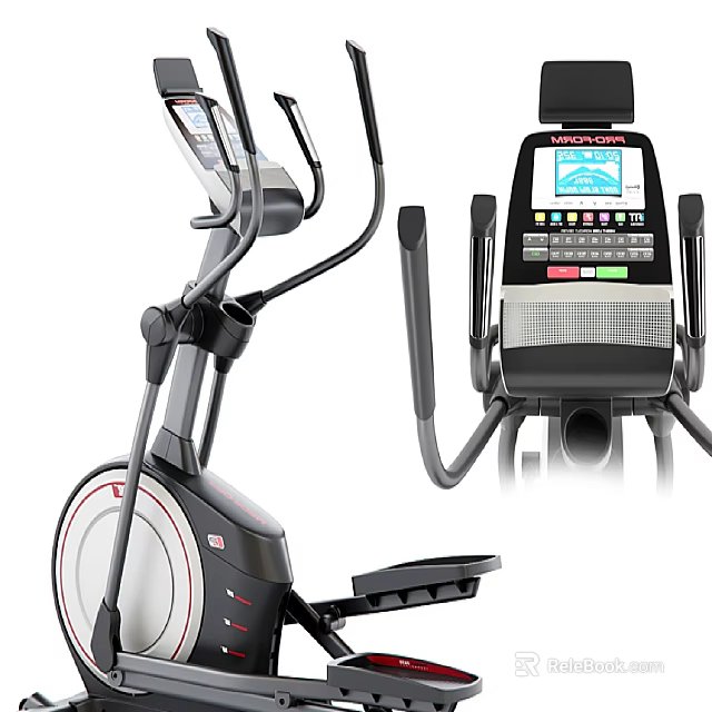 Fitness Equipment Elliptical Trainer Machine With Digital Display Panel And Ergonomic Handles 3d model 