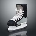 High Top Black And White Ice Skates With White Laces And Blade