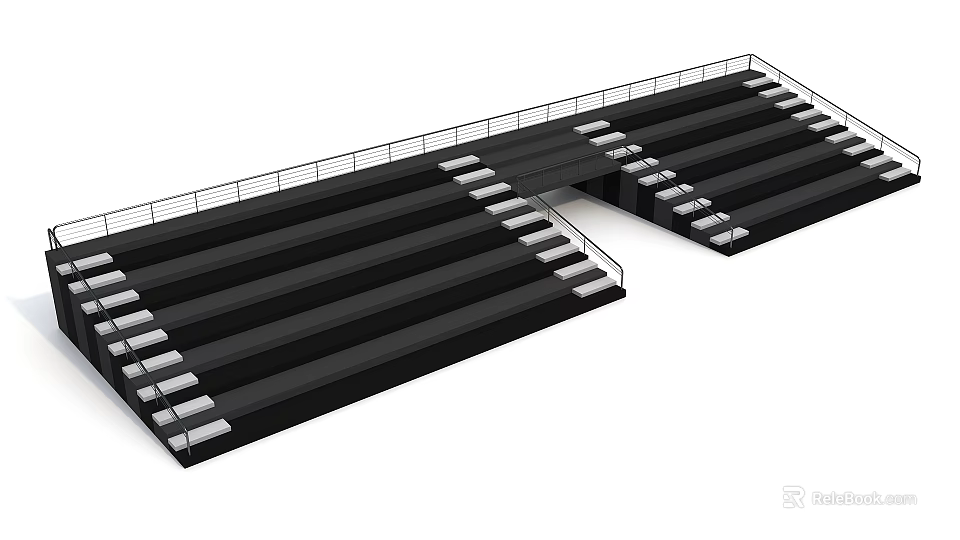 Black Tiered Stands Structure With White Steps And Railings Design 3d model