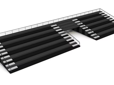 Black Tiered Stands Structure With White Steps And Railings Design 3d model