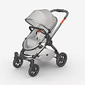 Gray Baby Stroller With Canopy Black Frame And Modern Design Features 3d model