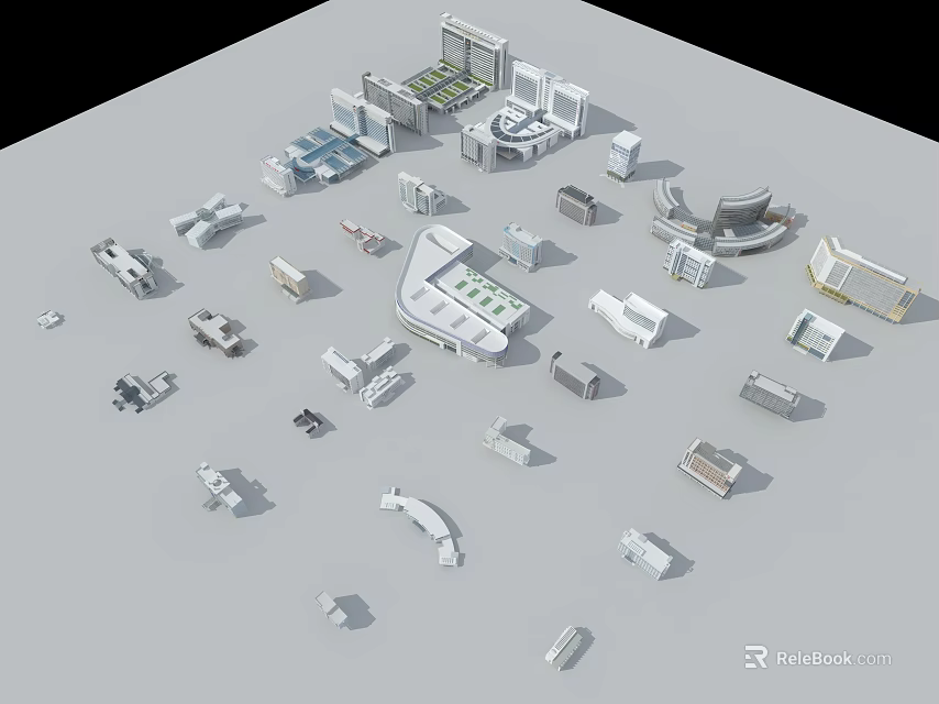 Modern Office Building Architectural Models With Various Structural Designs And Shapes 3d model