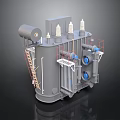 Industrial Electrical Transformer With Cooling Radiators Insulator Bushings And Access Ladder