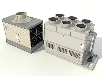 Industrial Cooling Equipment Units With Multiple Vent Openings And Sturdy Metal Enclosures 3d model