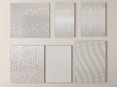 Stylish Decorative Metal Partitions With Various Perforated Patterns For Interior Decoration 3d model