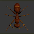 Detailed Close up View of Red Ant with Shiny Exoskeleton and Extended Legs