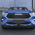 Blue Haval SUV Modern Exterior Design With Front Grille And LED Headlights