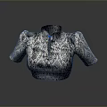 Stylish Short Sleeved Blouse With Stand Collar And Intricate Pattern Design
