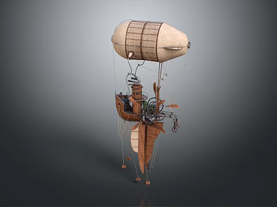 Vintage Steampunk Airship Detailed Mechanical Design for Cosmic Space Exploration Journey 3d model