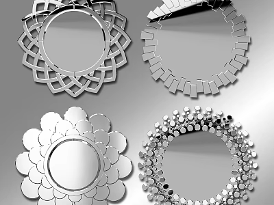Modern Decorative Mirrors With Geometric Petal And Bead Accent Designs For Home 3d model