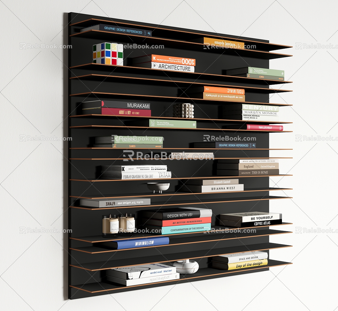 Modern Middle Ancient Bookshelf Wall-mounted Bookshelf Storage Shelf Invisible Bookshelf Books and Magazines model