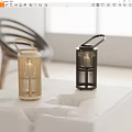 Light Bamboo And Black Metal Candle Lanterns With Handle Design For Indoor Tabletop Decor