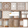 New Chinese-style openwork window grilles openwork window carved window 3d model