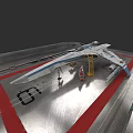 Fighter Jet On Aircraft Carrier Deck With Maintenance Crew Yellow Ladder And Red Markings