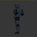 Armored Humanoid Creature Character With Blue Gray Armor And Horned Helmet