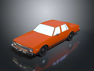 Orange Classic Sedan With White Roof Black Wheels And Vintage Design 3d model